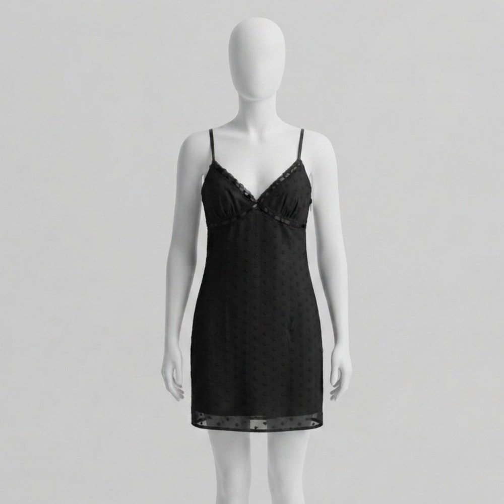 No Boundaries Triangle A-Line Mini Dress Black Clip Dot Lace Trim XL 16-18 NWT